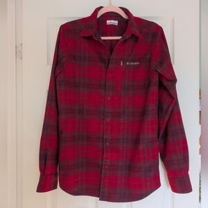 Columbia Men's Red and Black Plaid Button Down Shirt